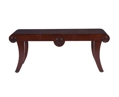 A MAHOGANY STOOL OR HALL BENCH IN REGENCY STYLE  20TH CENTURY, AFTER THE MODEL BY MARSH & TATHAM 44cm high, 110cm wide, 47cm 
