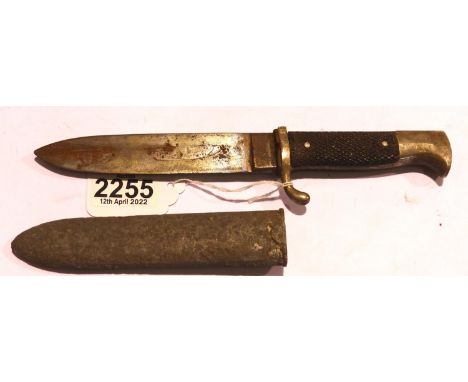 Post-war German scout knife and scabbard. P&amp;P Group 2 (£18+VAT for the first lot and £3+VAT for subsequent lots) 