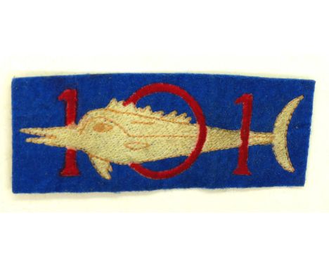WWII No 6 Commando 101 Troop Swordfish patch. P&amp;P Group 1 (£14+VAT for the first lot and £1+VAT for subsequent lots) 