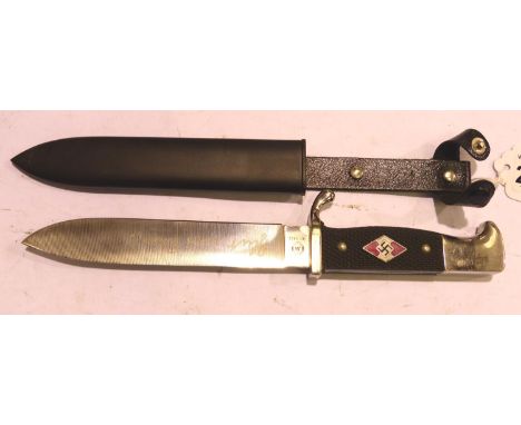 German Third Reich replica Hitler Youth dagger with scabbard. P&amp;P Group 2 (£18+VAT for the first lot and £3+VAT for subse