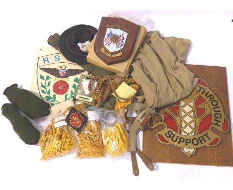 Mixed modern military components - uniform shirt, wall plaques, playing cards, camping stove etc. P&amp;P Group 3 (£25+VAT fo