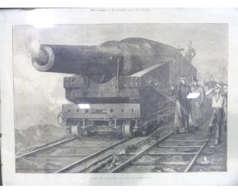 Firing The Eighty-One Ton Gun At Shoeburyness, a Victorian print supplement, post without glass: P&amp;P Group 3 (£25+VAT for