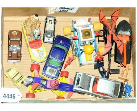 Corgi, Morestone, Dinky and similar an unboxed TV Related diecast group to include Corgi Batcopter with Batboat &amp; Trailer
