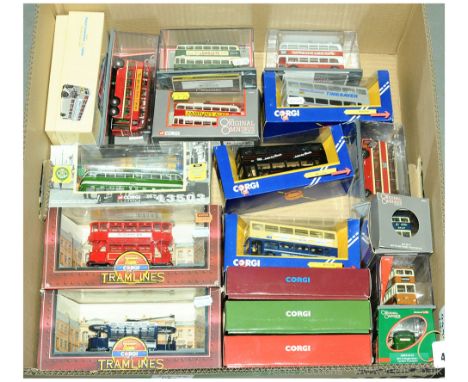 Corgi a boxed Bus group to include 43701 Q1 Trolleybus 'London Transport', 40102 Park Royal Trolleybus 'Hastings Tramways Com