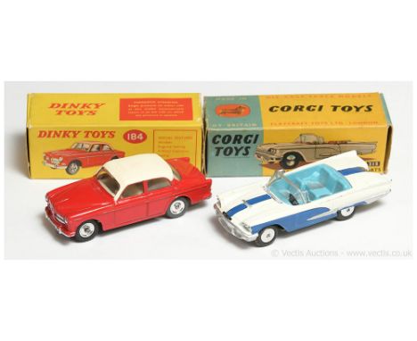 Dinky and Corgi a boxed pair to include Corgi 215 Ford Thunderbird Open Sports &amp; Dinky 184 Volvo 122S (Both models have b