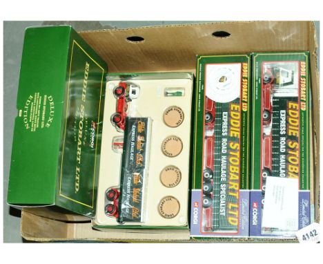 Corgi - a boxed group of Eddie Stobart related models and sets comprising of 2 x 1/50 Scale Articulated Trucks/Trailer Models