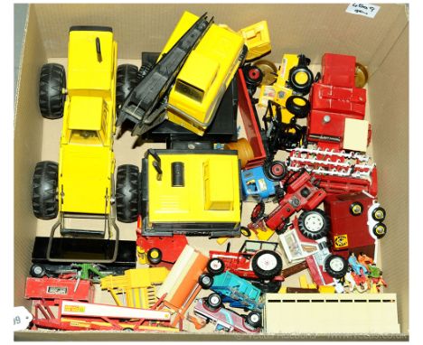 Tonka &amp; Britains a unboxed Construction &amp; Farm related group to include Tonka Mobile Crane, Tonka Bulldozer, Britains