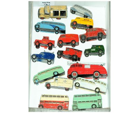 Dinky a unboxed Commercials group to include Royal Mail Van (Red), Land Rover 'Police Mersey Tunnel' (Red), Fire Engine (Red)