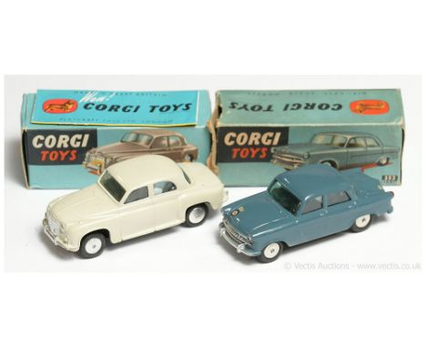 Corgi a boxed pair to include 204 Rover 90 Saloon (Drab Pale Cream) come with coloured fold out leaflet &amp; 352 R.A.F. Staf