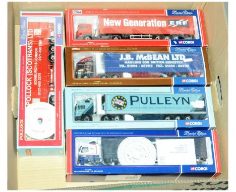 Corgi a boxed Truck group to include CC12407 Volvo Curtainside 'Van Der Linden', CC12005 MAN Fridge Trailer 'Pulleyn Transpor