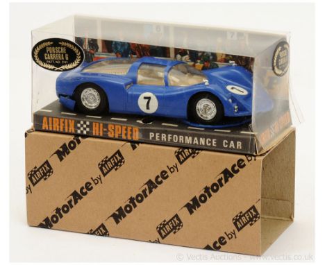 Airfix (1/32 Scale) Slot Car - "Hi-Speed" Series 5141 Porsche Carrera 6 - blue, race number 7, chrome trim - Excellent (does 
