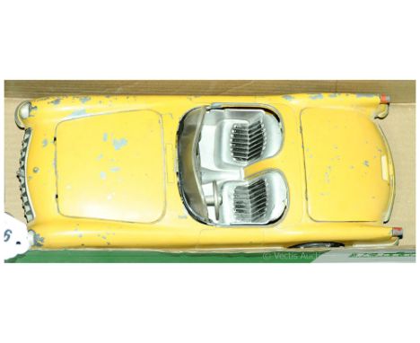 Hubley Kiddie Toy (USA) 509 Corvette Open-Top finished in yellow, silver - condition is Fair - this larger scale issue comes 