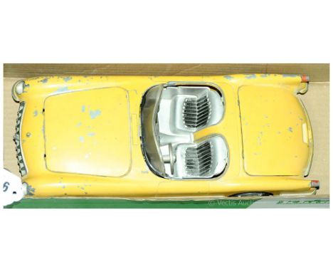 Hubley Kiddie Toy (USA) 509 Corvette Open-Top finished in yellow, silver - condition is Fair - this larger scale issue comes 