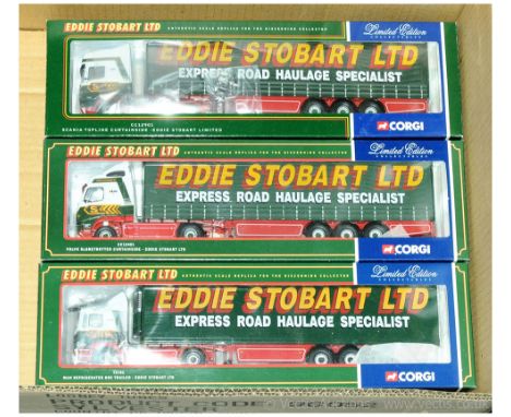 Corgi a boxed group of 1/50th scale Eddie Stobart related Articulated Truck/Trailer models comprising of 75702 MAN Refrigerat