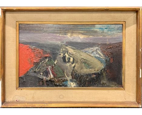 K. F. Grant (British) A gilt framed oil on board of a Norwegian landscape dated 61/62, frame size 48 x 34cm.