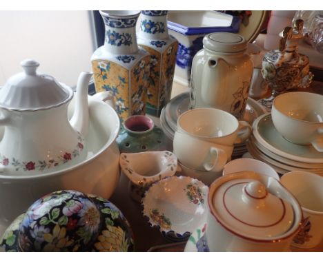 Shelf of mixed ceramics 