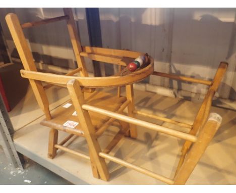 Vintage wooden folding metamorphic baby chair 