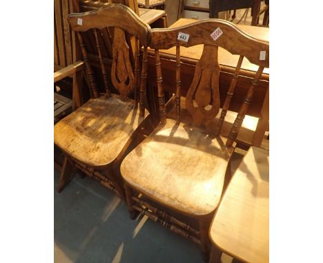Two vintage kitchen chairs with splat and spindle backs