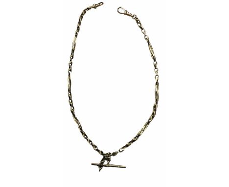 9ct Gold albert chain &amp; T-bar Total Length 38 cm Weight 12.5g