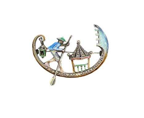 Silver &amp; enamel Chinese man brooch 