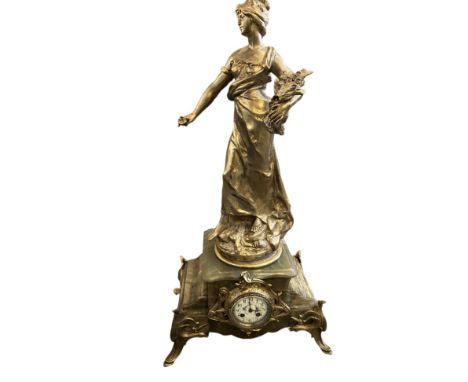 Large spelter french clock Height 83 cm 