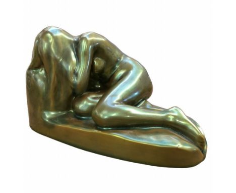 Zsolnay Hungary. Art Deco figure of a nude lady 23x13cm