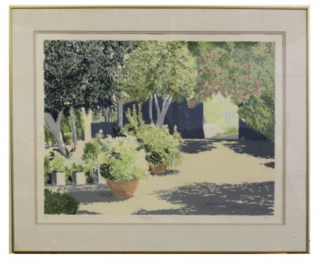 •AR Christopher Penny (1945-2001), "Courtyard", lithograph, signed, numbered 3/200 and inscribed with title in pencil to lowe