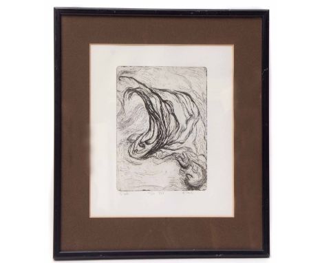 A Trench (20th century), "S'Urlo", black and white etching, signed, dated 1975, numbered 15/30 and inscribed with title in pe