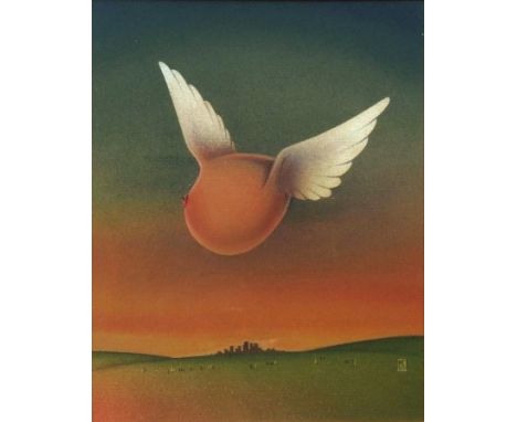 K (20th century), "A winged breast", mixed media, initialled and dated 83 lower right, 34 x 27cm 