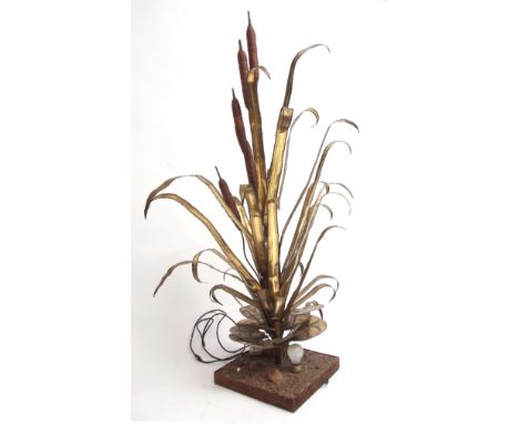Mid-century designer floor piece in the form of a bulrushes with a central light, approx 140cm high 