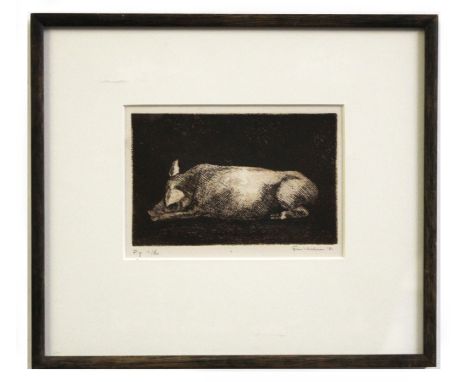 •AR Franz Wesselman (born 1953) "Pig", black and white etching, signed, dated 92, 12/60 and inscribed with title in pencil to