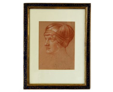 •AR Michael Rothenstein (1872-1945) , Head and shoulders portrait of a lady, conte drawing, signed and dated 1921 lower right