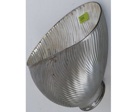 A good 1930's Art Deco glass oil lamp shade of unusual shape with circular recess to the bottom having a white mottled finish