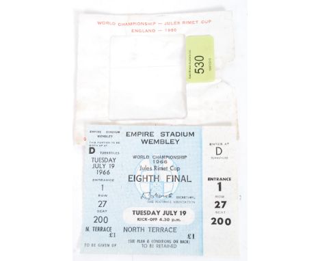 A 1966 WORLD CUP eight final ticket fort the match played at Wembley on Tuesday July 19. Complete with sleeve.