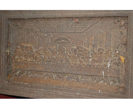 A cast iron plaque depicting the Last Supper, 48 x 77cm 