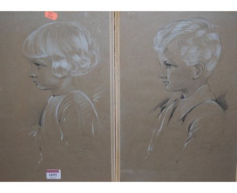 Jud - a pair of pastel portrait studies of children each signed and dated '27, 37x24cm