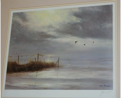 John Trickett - ducks in flight, limited edition, lithograph, signed in pencil to the margin, No. 439/850; and one other by t