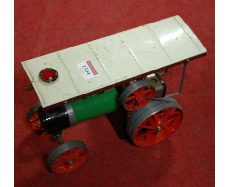 A Mamod SE1A live steam traction engine with canopy, in used condition