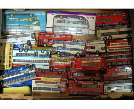 A box of mixed modern issue 1/76 scale public transport diecasts to include Creative Master, EFE, Corgi Original Omnibus and 