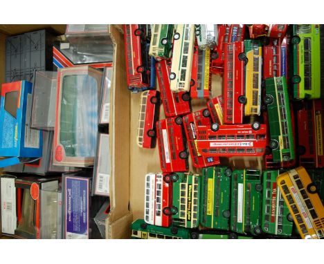 A tray of mixed 1/76 scale public transport diecasts sold with a quantity of associated boxes