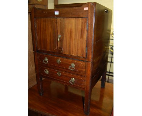 An early 19th century mahogany and satinwood strung night commode, width 53.5cm