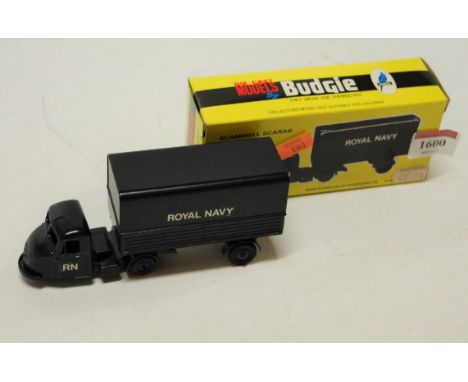 A boxed Budgie Toys by Starcourt Ltd No. 702 model of a Scammell Scarab with Royal Navy livery