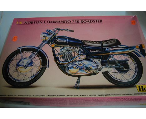 A Hella 1:8 scale plastic kit for a Norton Commando 750 Roadster, appears as issued