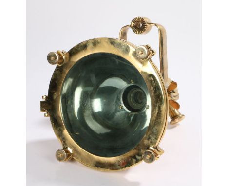 Mid 20th Century Oil Tanker ceiling lamp, Japanese, in copper and brass, the head 24cm diameter