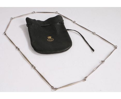Georg Jensen, a silver model 175 necklace with long links, 79cm long, together with the original leather bag