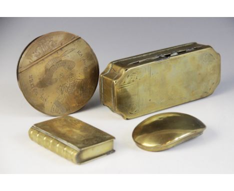 A Sir Walter Raleigh commemorative brass snuff box cover, engraved with a portrait and monogrammed, mounted upon a later papi