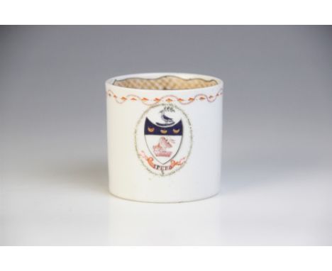 * A late 18th century English Armorial coffee can, in the Phillip Christian manner, of straight sided cylindrical form with p