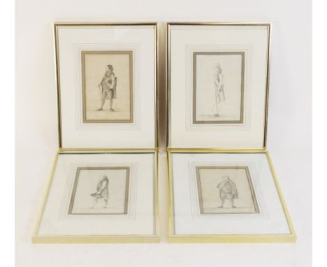 English School (18th Century),A set of four caricatures reputedly depicting prominent figures of the 18th Century, comprising
