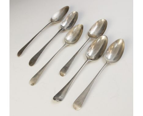 A selection of 18th century and later silver tablespoons, to include a George II example, Isaac Callard, London (date letter 