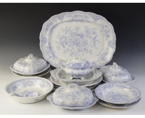 * A selection of Asiatic Pheasant dinner wares, 19th century, comprising: a large meat plate, 56cm wide, a smaller meat plate